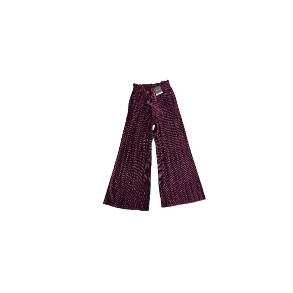 🆕 Topshop Purple Accordion Pleated Velour Palazzo Pants - Women’s Size 4 - Picture 1 of 6